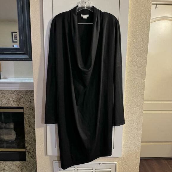 Helmut Lang FLAWED Dolman Sonar Wool Cowl Neck LS Asymmetrical Dress Black Large - Picture 3 of 12